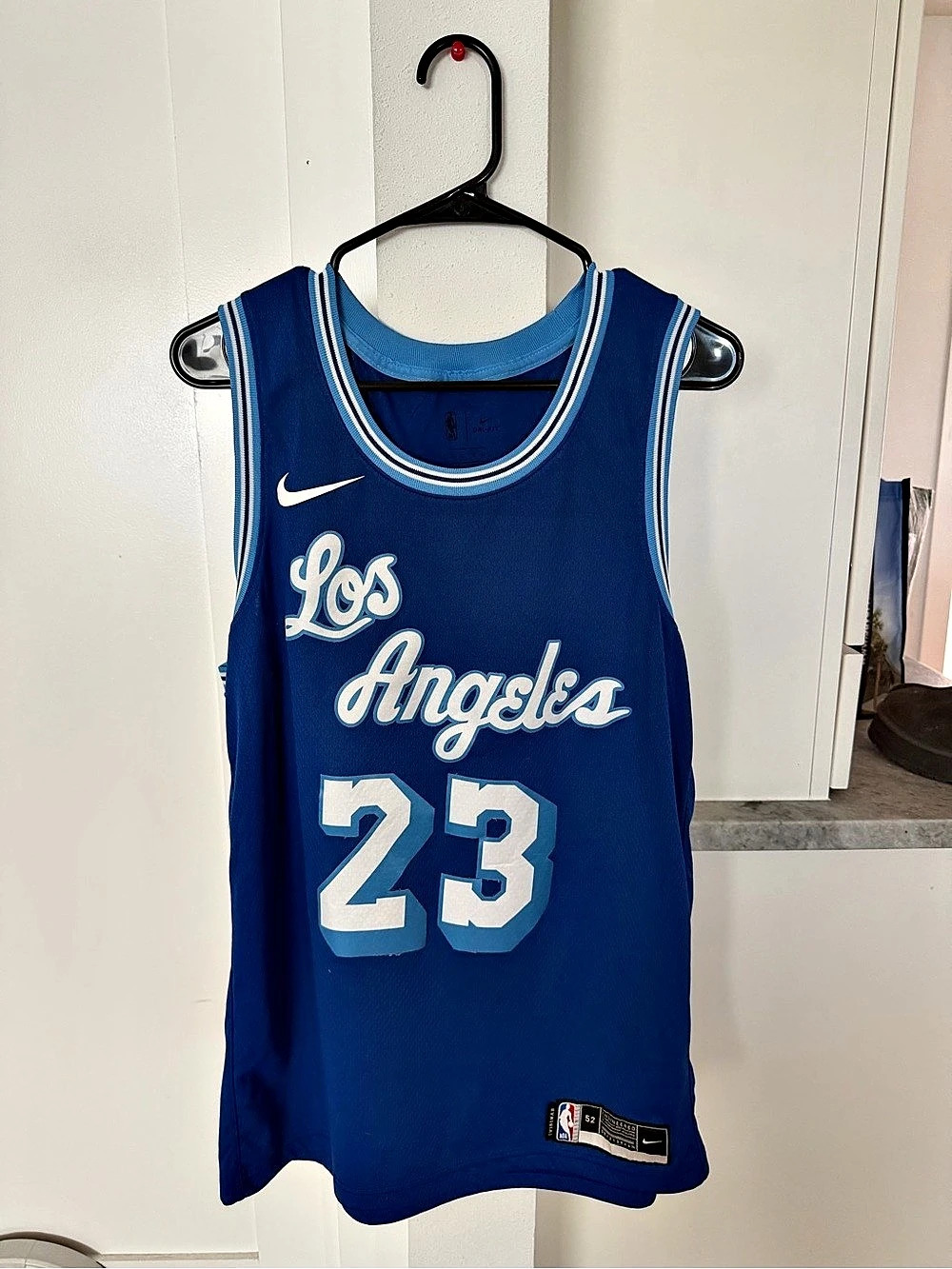 Nike LeBron James #23 Los Angeles Lakers jersey Lakers Blue & White Jersey Waist